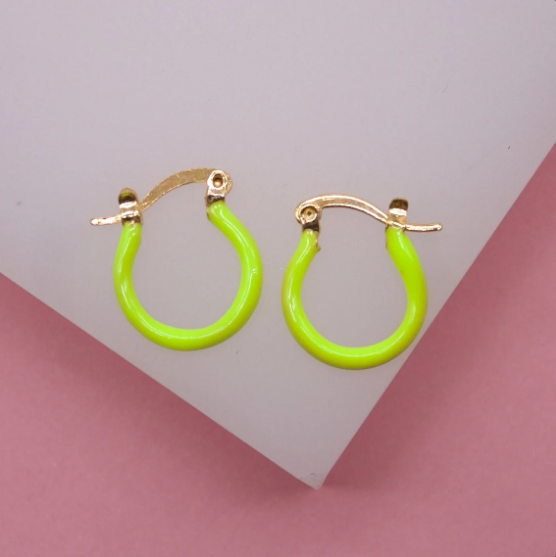 Neon Yellow Frosted Small Classic Hoop Earrings – Leetie Lovendale